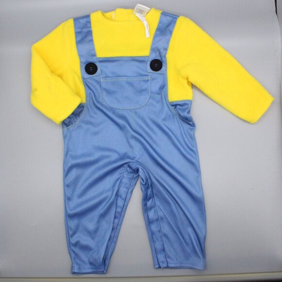 Minions Baby Costume 3–6 Months | Yellow & Blue Overalls + Hood | Halloween - Picture 2 of 5